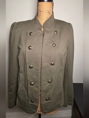 Tommy Hilfiger Olive Double-Breasted Military Pea Coat